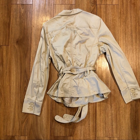 St Johns Bay belted khaki trench coat short XL #89 - Picture 3 of 5